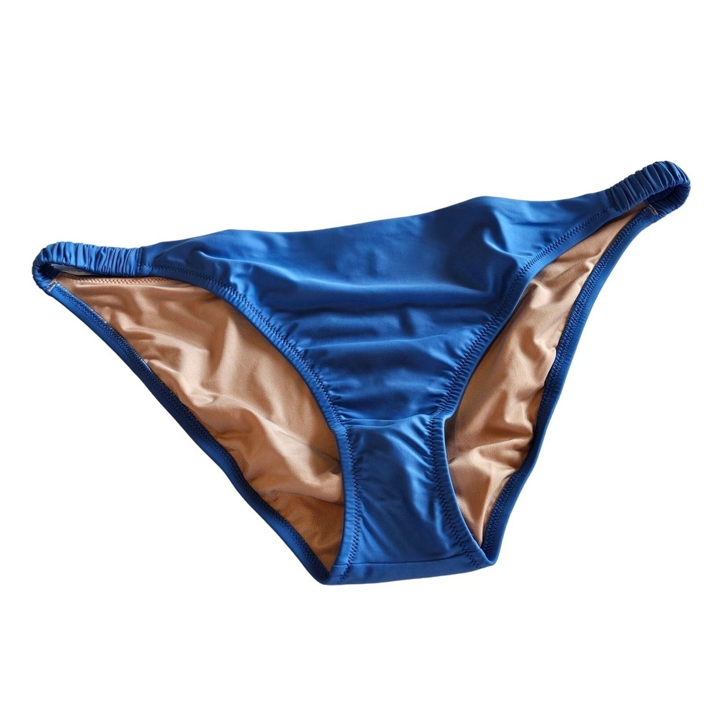 J Crew Scrunchie-Strap Full-Coverage Bikini Bottom Blue Womens X-Large Swim Pool